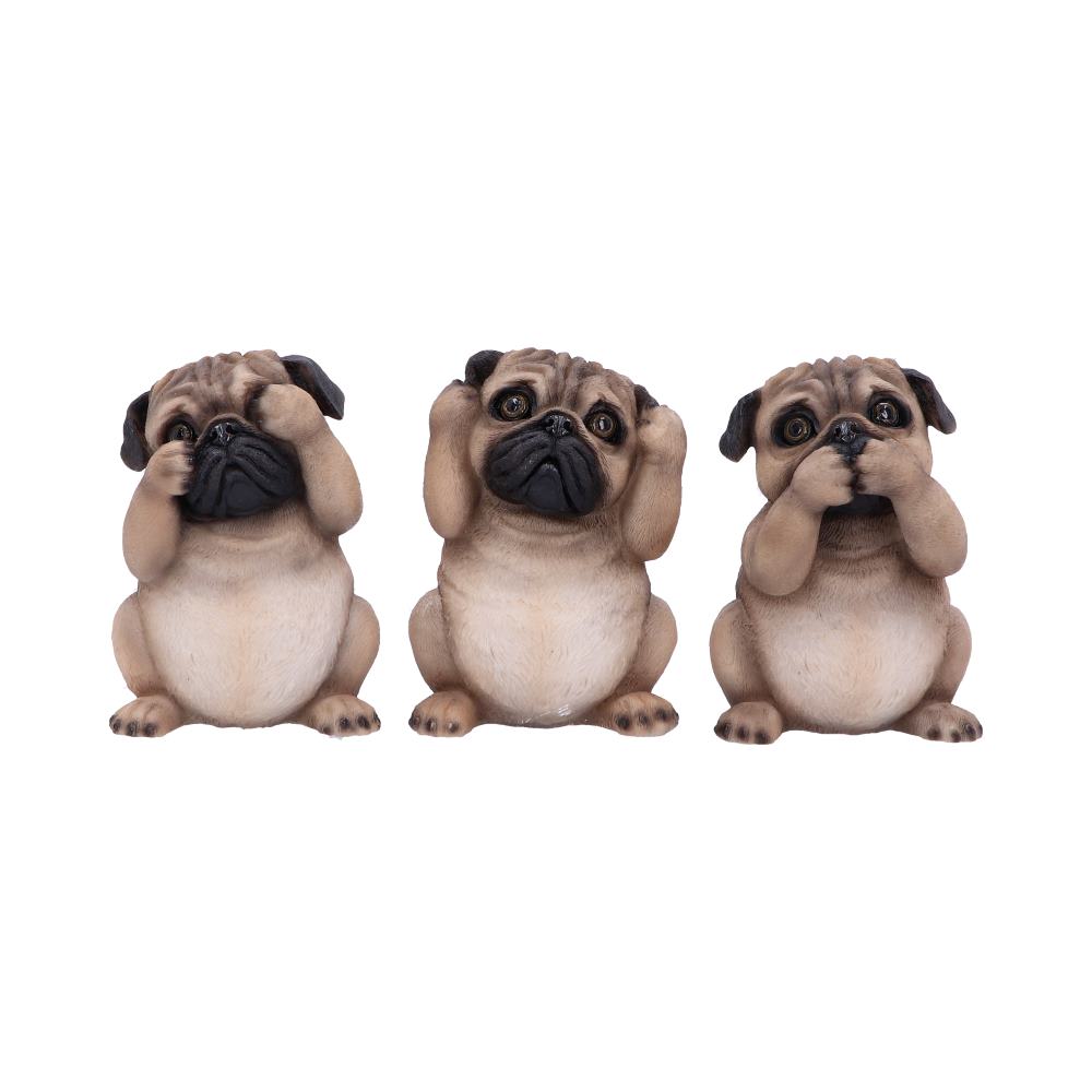 Three Wise Pugs Figurines