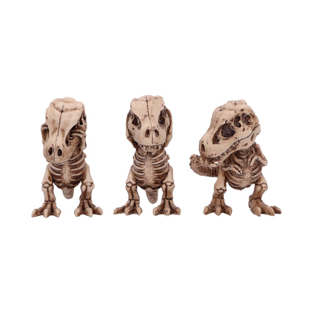 Three Wise Skeleton T rex Figurines
