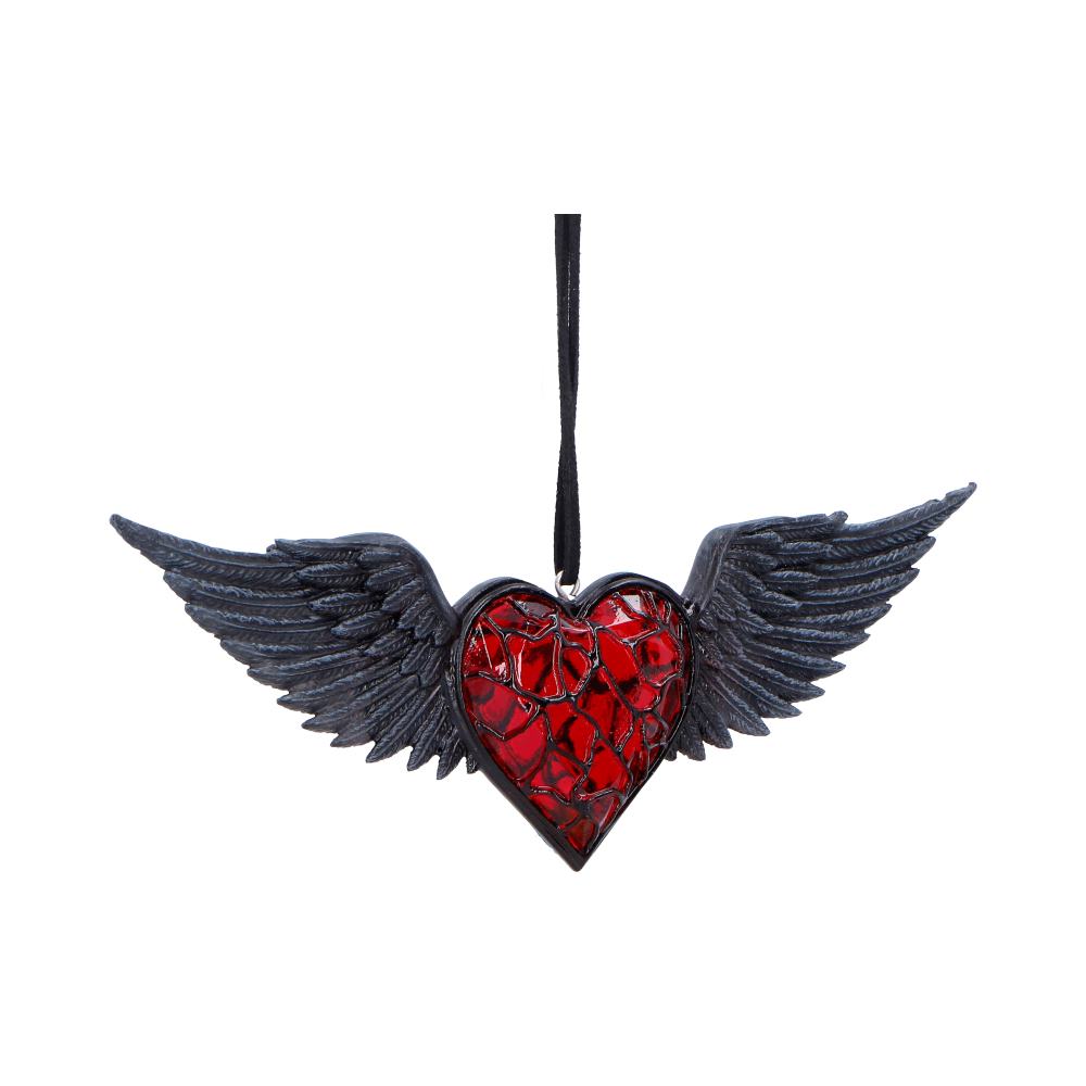 Black Winged Heart Hanging Ornament 6cm