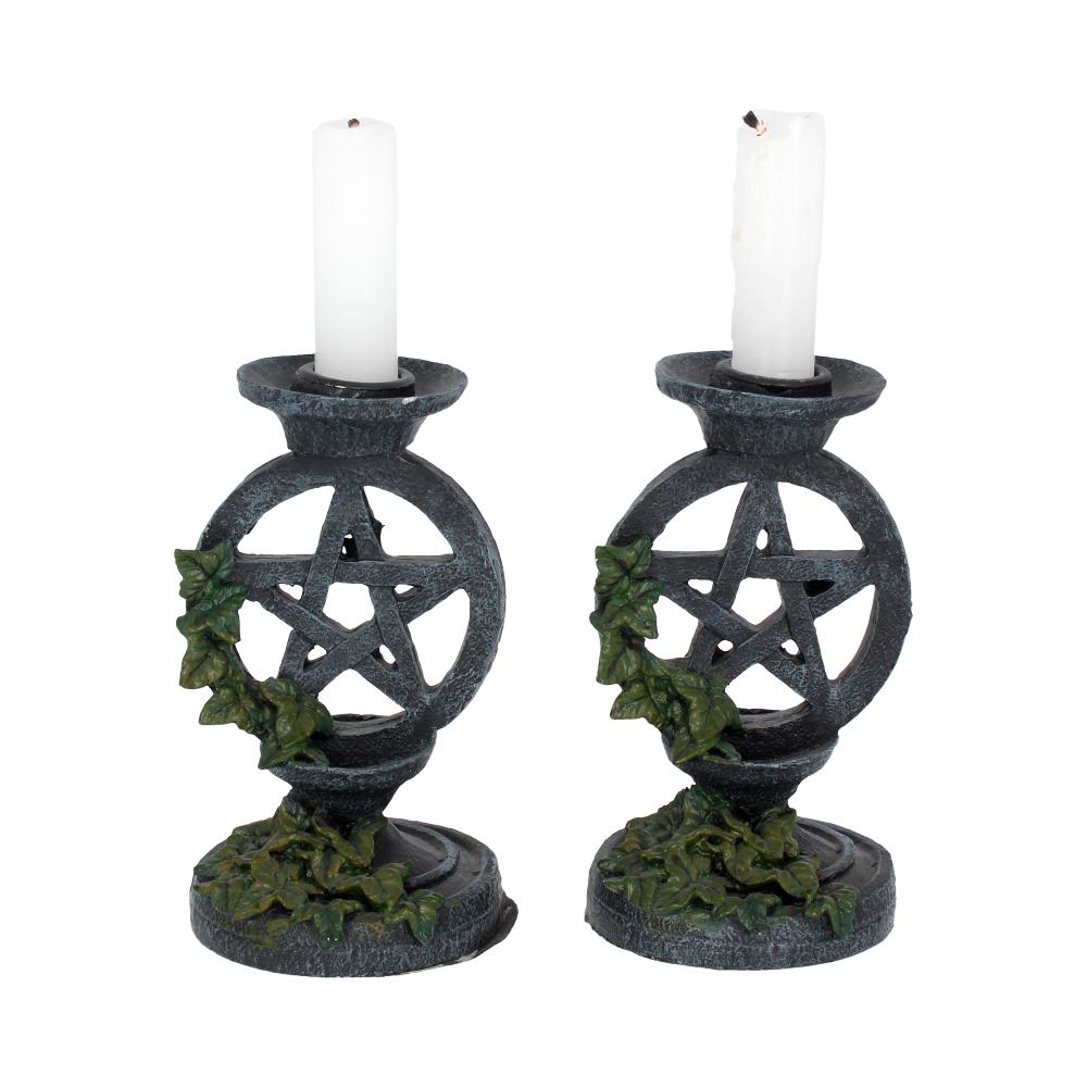 Aged Pentagram Candlesticks Nemesis now 13.4cm