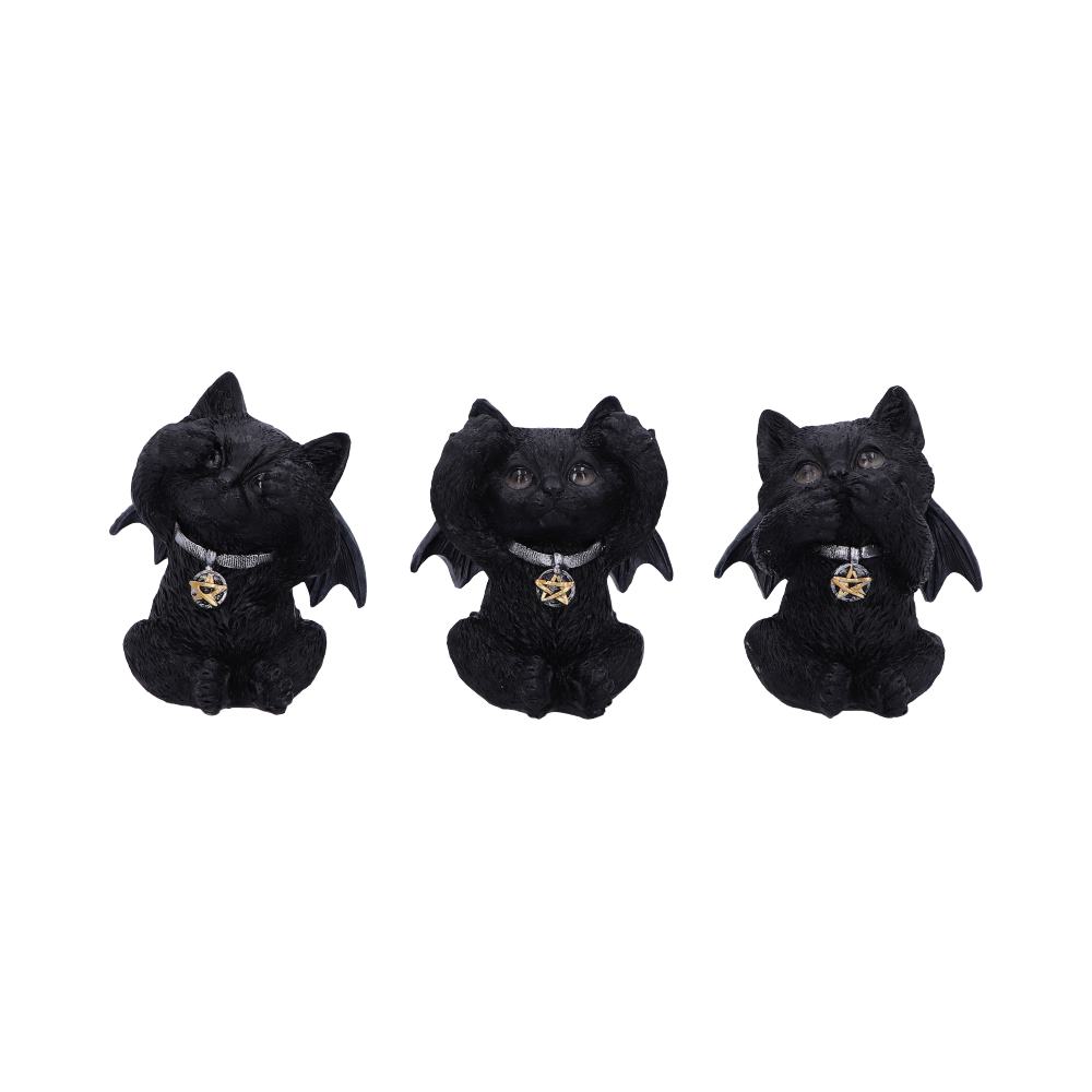 Three Wise Vampuss Black cat figurines